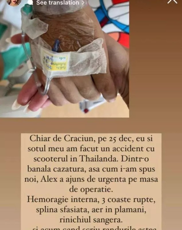 Alexia Țalavutis și soțul ei au făcut accident în Thailanda: „Hemoragie internă, 3 coaste rupte, splina sfâșiată”