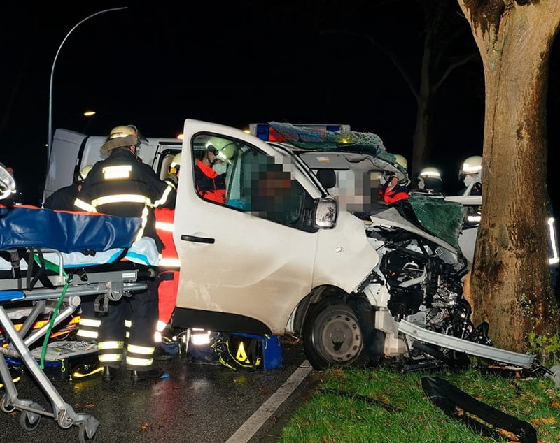 Doi români morți, alți doi grav răniți, în Germania. Duba în care erau s-a făcut praf într-un pom