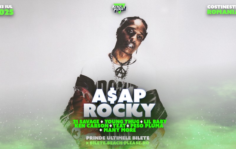 Anunț exploziv: A$AP ROCKY vine la „Beach, Please!” 2025. Costineștiul devine scena hip-hop-ului global