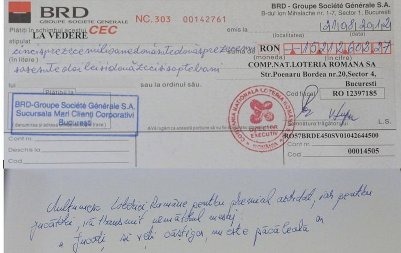 Uite CEC-ul câştigătorului de la Loto!
