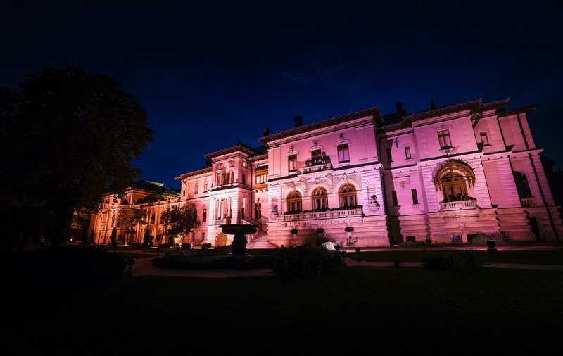 Palatul Cotroceni, luminat în roz cu ocazia Zilei luptei împotriva cancerului de sân