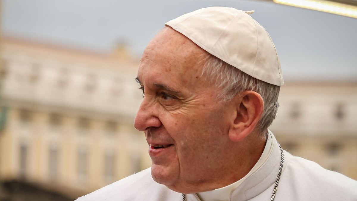 3 februarie 2016. Portretul Papei Francisc, Jorge Bergoglio, în timpul turului din Piața Sf. Petru.