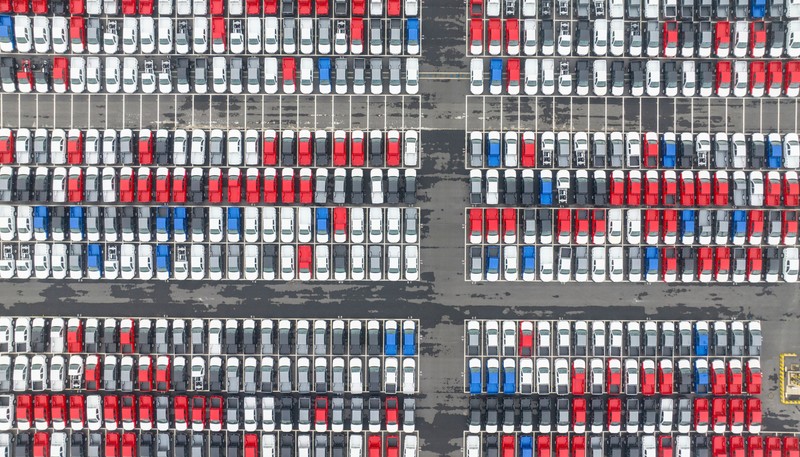 Cars are loaded and unloaded at a ro-ro vehicle terminal for export at Taicang Port area in Suzhou, East China's Jiangsu province, on December 12, 2024. The vehicles carried include SAIC, Chery, BYD, Changan, Pentium, GAC, Great Wall, Dongfeng, and 12 other brands, and they respectively sail to Mexico, Peru, South Korea, Guatemala, and other countries. Yangtze River Largest ro-ro Vehicle Terminal Put into Operation, Suzhou, China - 12 Dec 2024,Image: 945811215, License: Rights-managed, Restrictions: , Model Release: no