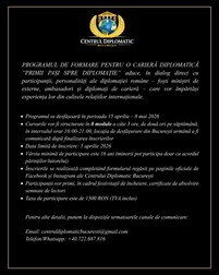 Centrul Diplomatic din București a prezentat informatiile cu care vrea să își atraga clienți care vor o carieră diplomatică.