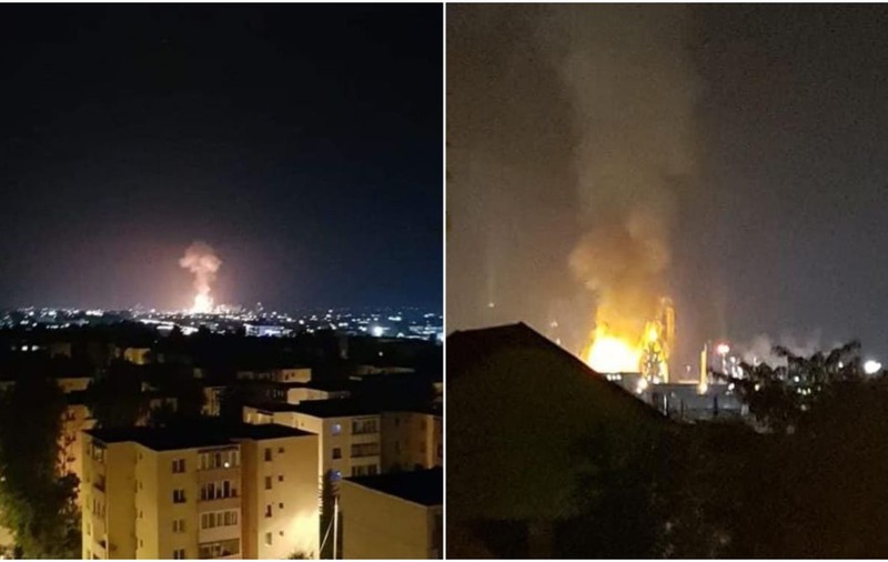 Explozie și incendiu la Combinatul Azomureș. Locuitorii din Târgu Mureș, speriați de bubuitură: „Mi s-a făcut pielea de găină”