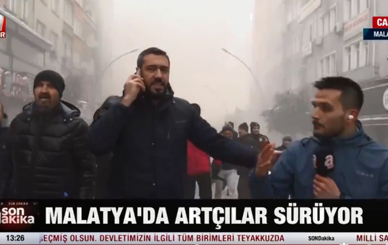 Imagini cu al doilea cutremur, de 7,5 grade, surprinse în timpul unei transmisiuni în direct, la TV. VIDEO