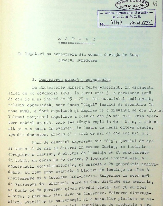 Trei măsuri arbitrare ale regimului comunist au cauzat catastrofa de la Certej. Un munte de nămol și cianură a îngropat de vii 89 de oameni
