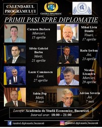 Lista lectorilor care vor ține prezentări în timpul cursurilor. Foto: Facebook-Centrul Diplomatic București