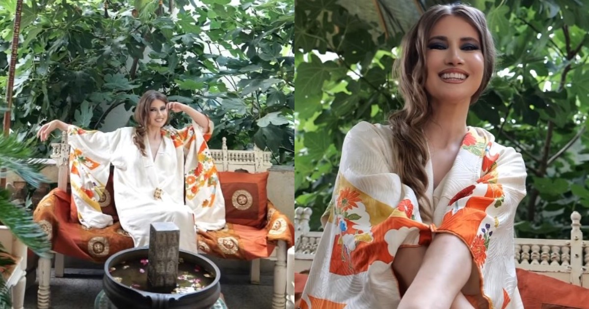 Iulia Albu pe terasa casei sale