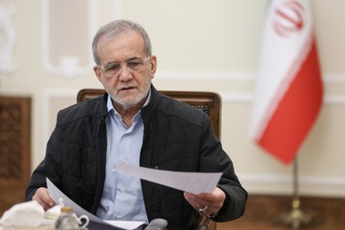 January 18, 2025, Tehran, Iran: Iranian President MASOUD PEZESHKIAN attends a meeting of the heads of the three branches of government in Tehran.,Image: 954947832, License: Rights-managed, Restrictions: , Model Release: no