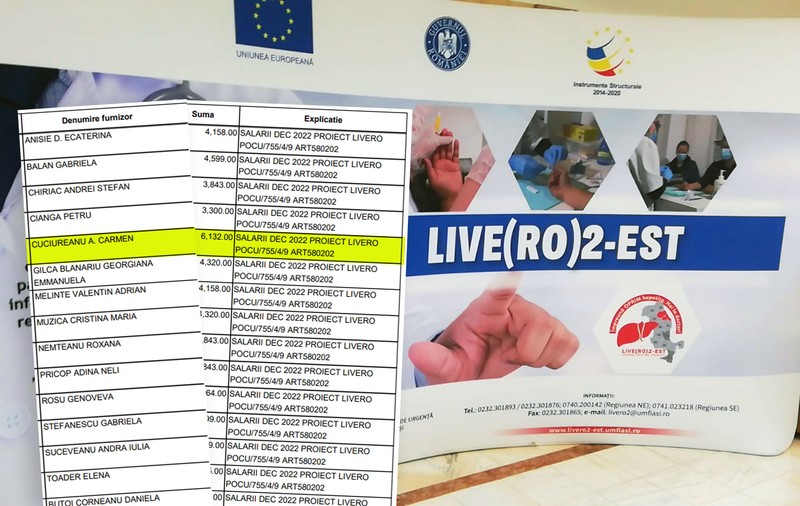 Contabila-șefă de la Spitalul „Sf. Spiridon” Iași a câștigat mai mult decât colegii medici într-un proiect european contra hepatitei. Din 7,8 milioane de euro, peste 2,4 milioane de euro au mers pe salarii