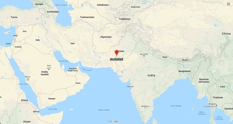 Jacobabad, Pakistan, cel mai torid oraş din lume. Sursa foto: Google Maps