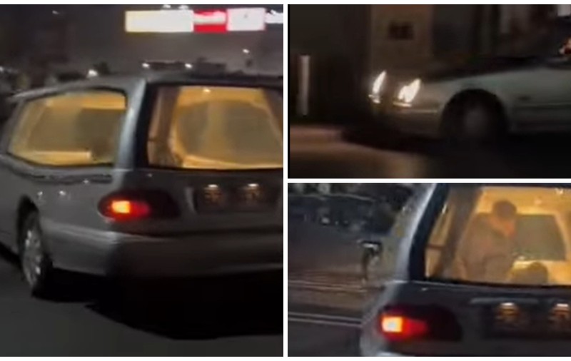 Adolescenți ieșiți la plimbare cu dricul, pe ritmuri de manele, în centrul Buzăului | VIDEO