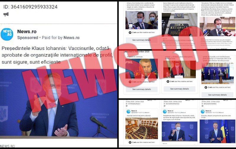 Agenția News.ro, zeci de știri sponsorizate pe Facebook, fără marcaj publicitar, despre acțiunile lui Klaus Iohannis, ale Guvernului Orban sau ale PNL