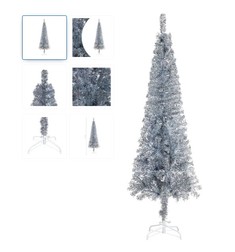 Pom de Crăciun artificial subțire vidaXL, PVC, 120 cm, Argintiu