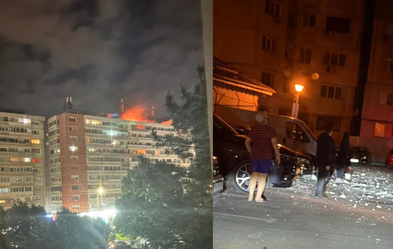 Prima reacție a Armatei după ce o dronă s-a prăbușit pe un bloc din Galați, a explodat și a provocat un incendiu