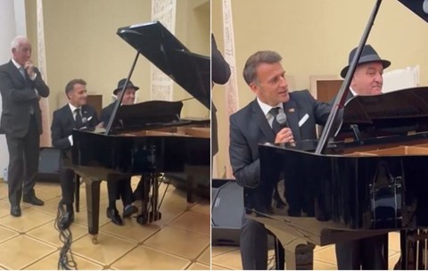 Emmanuel Macron a cântat „La Boheme”, acompaniat la tobe și de premierul din Armenia