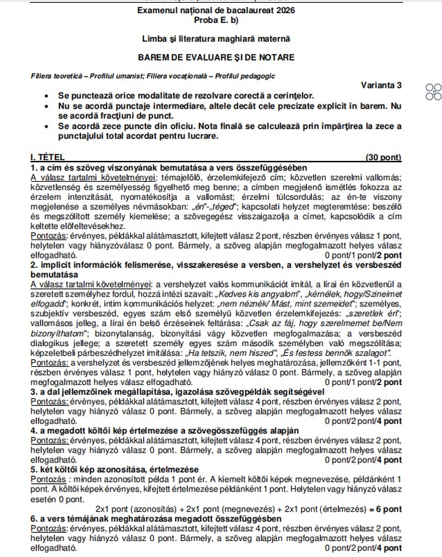 Ce subiecte au avut de rezolvat elevii la proba la Limba maternă la BAC 2026, sesiunea de toamnă