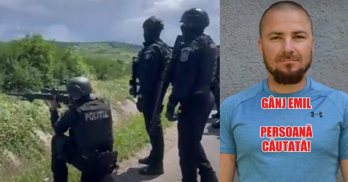 Lunetisti, politia romana / Emil Gnaj, criminalul din Mures, in tricou albastru