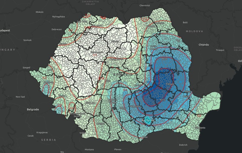 România are prima hartă interactivă cu localităţile vizate de risc în caz de cutremur