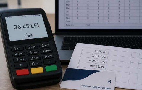 Tichetele de masă de 45 de lei pe zi ajung 36,45 lei net pe card. Impozitul pe venit și CASS reduc suma în 2026 pentru angajați