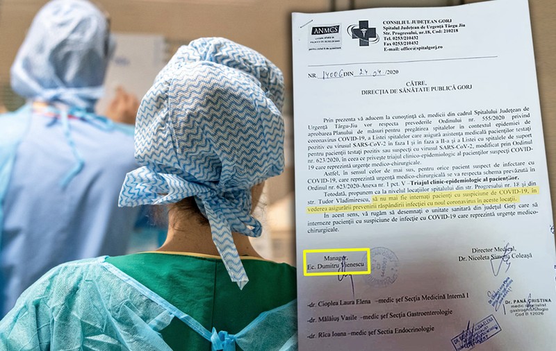 Managerul Spitalului de Urgență din Tg. Jiu spune că a refuzat internarea după primul test pozitiv pentru că "nu era oficial". Azi a fost dus cu izoleta la spital