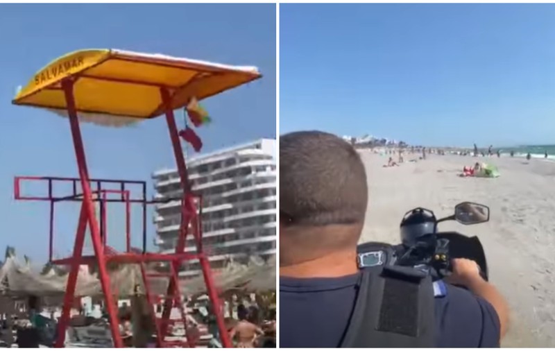 Turist scos din apă de jandarmi și încătușat pentru că nu voia să iasă din mare, deși era arborat steagul roșu I VIDEO