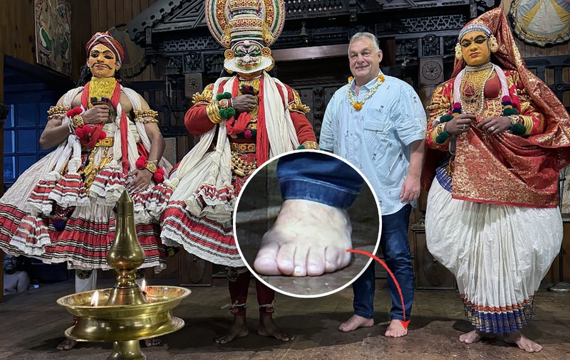 Poză virală cu Viktor Orban, în India: „Premierul maghiar are 6 degete la piciorul stâng”