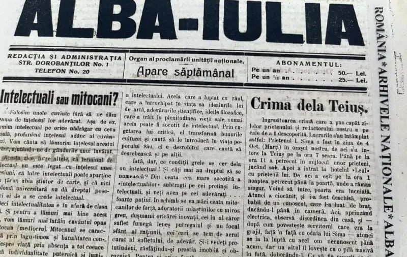 Crima care a zguduit Alba Iulia și Teiușul în perioada interbelică: De ce a fost ucis un jurnalist în clădirea unei bănci