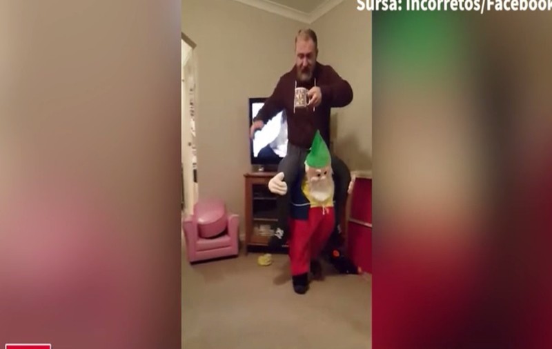 VIDEO AMUZANT|Călare pe un pitic. Iată cum își sperie tati fetița