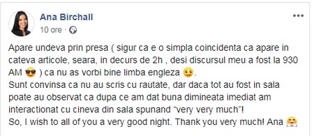 Mesajul Anei Birchall