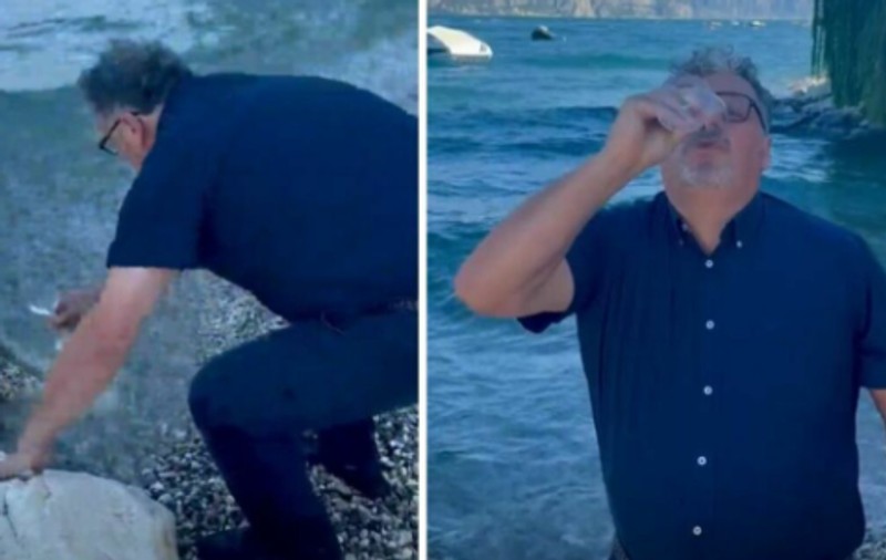 „Purissima!”. Pentru a le arăta turiștilor că apa nu este infestată, primarul bea direct din Lacul Garda | VIDEO