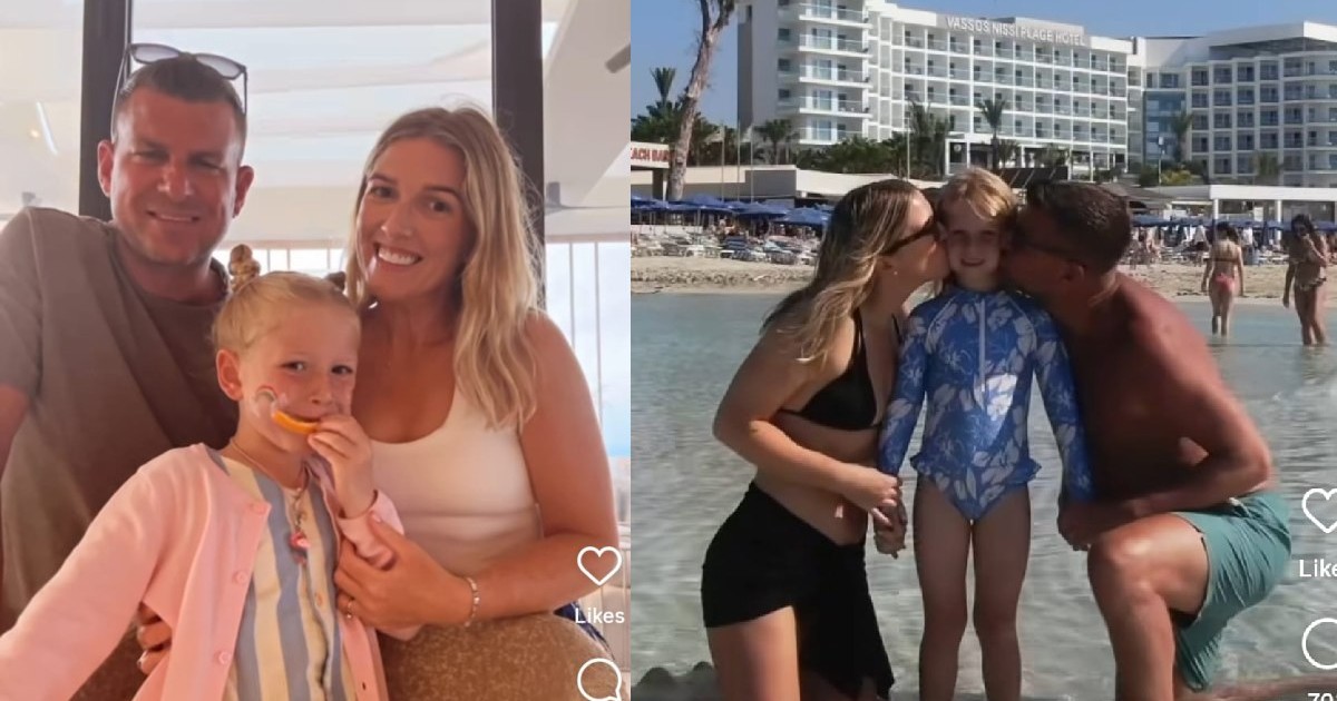 O familie din Marea Britanie, formata din mama, tata si o fetita blonda, pozand in diverse colțuri ale lumii