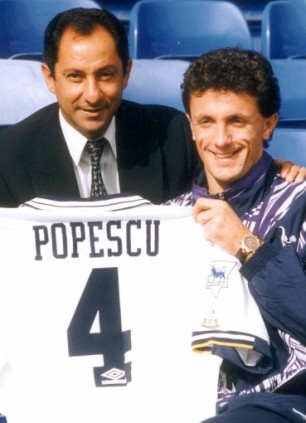 Tottenham manger Ossie Ardiles,introduces new signing Romanian Gheorghe Popescu at White Hart Lane.
