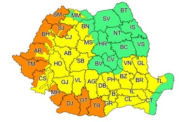 Zonele vizate de cod portocaliu, pe 22 și 23 iulie