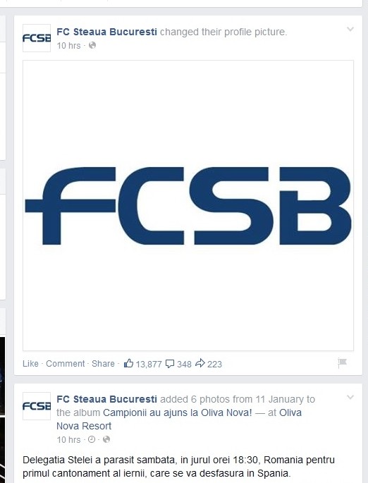 FCSB este denumirea oficială pe care steliștii o vor avea în sezonul de primăvară