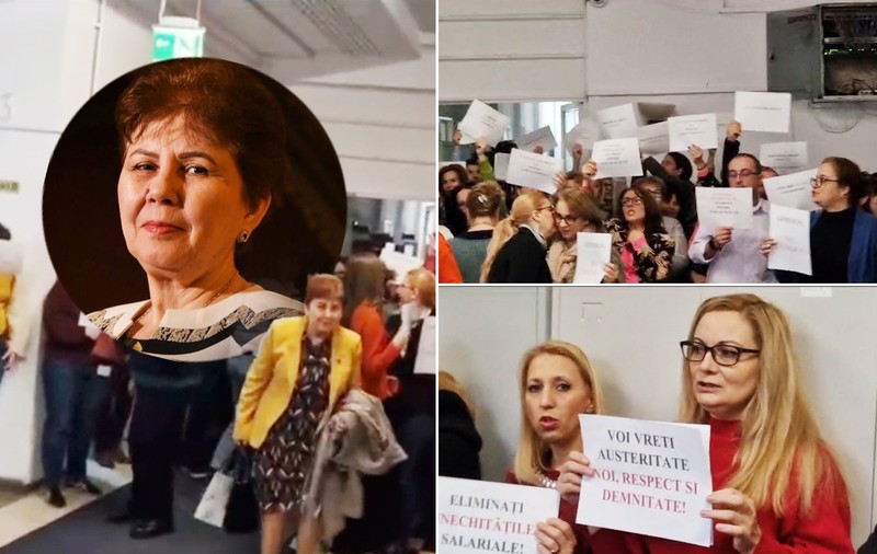 „Situație dramatică”. Angajații Ministerului Sănătății au ieșit iar pe holuri pentru a protesta. Reacția unui secretar de stat trecut printre ei