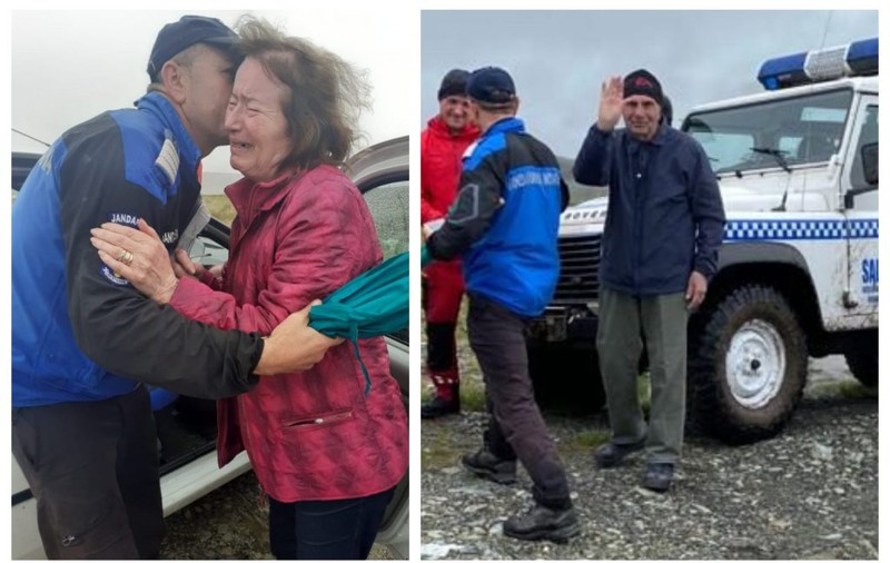 Momente emoționante pe Transalpina. Un bătrân de 80 de ani s-a reîntâlnit cu soția, după ce a rătăcit cinci ore pe munte