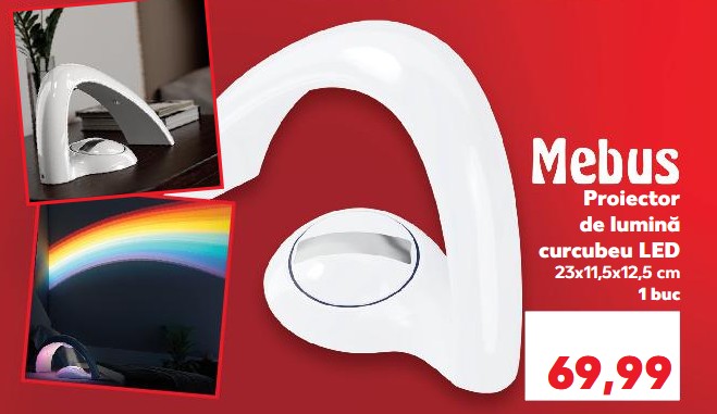 Proiectorul de lumină LED curcubeu disponibil la Kaufland costă 69,99 de lei. Foto: Captură ecran catalog oferte Kaufland