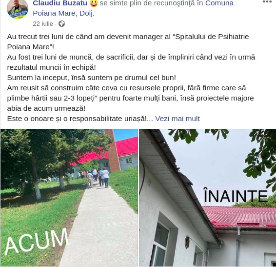 Postare aniversară de pe pagina de Facebook a lui Claudiu Buzatu