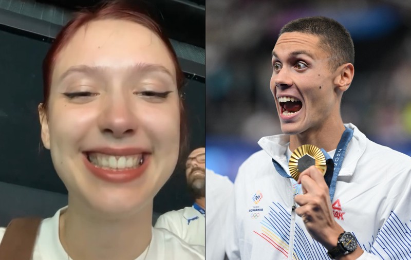 Reacția iubitei lui David Popovici după ce sportivul a câștigat aurul la JO de la Paris. Taisia Nițuleasa l-a urmărit din tribune