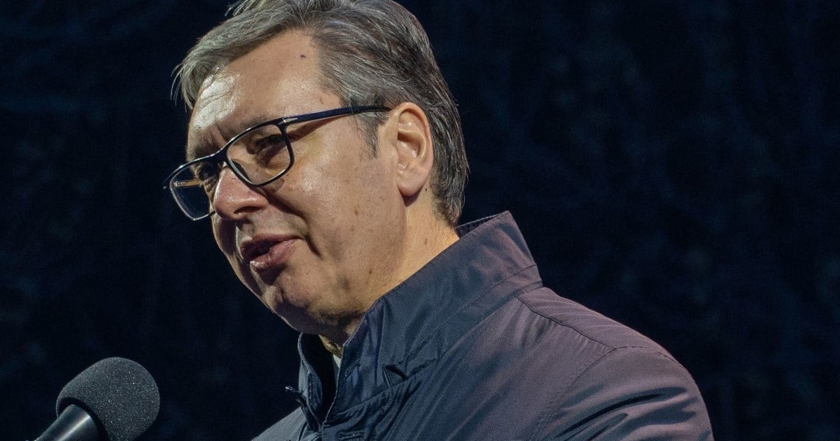 Președintele sârb Aleksandar Vucic susține un discuos. Foto North Foto.