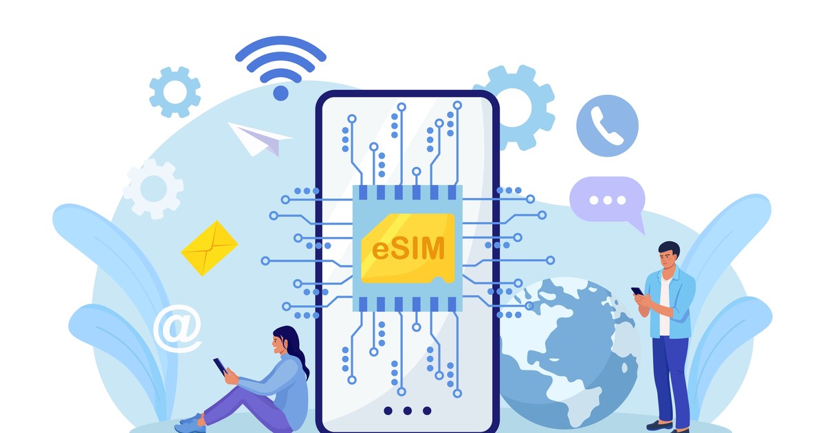 Cum se foloseşte eSIM-ul unui telefon - Imagine grafică în care este prezentat eSIM-ul unui telefon.