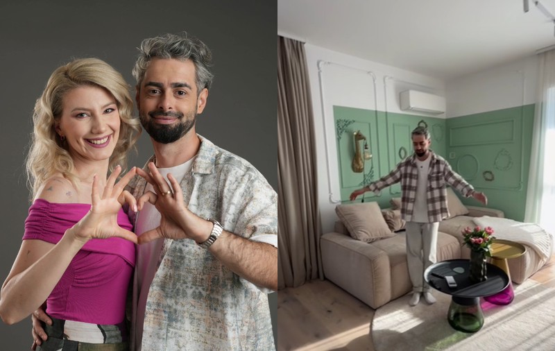 Imagini din apartamentul de lux în care locuiește Radu Bucălae cu soția. Mobila e făcută la comandă, la sfatul designerilor de interior