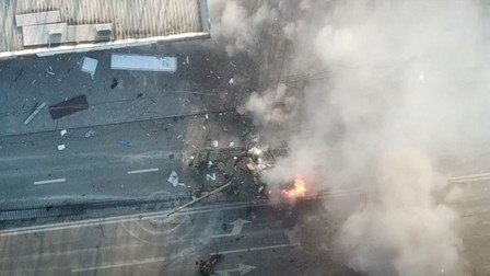 Tanc rusesc distrus în Mariupol. FOTO: Profimedia