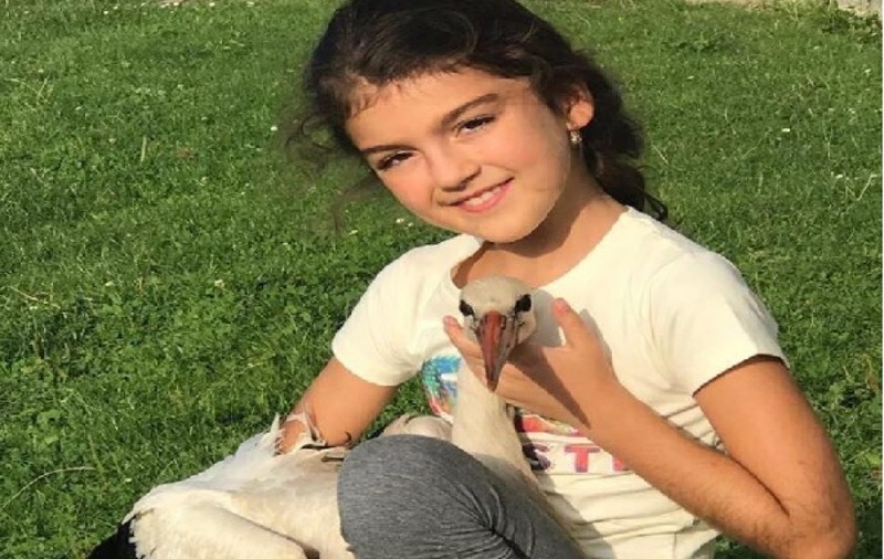 O fetiță a adoptat un pui de barză după ce l-a salvat de câini