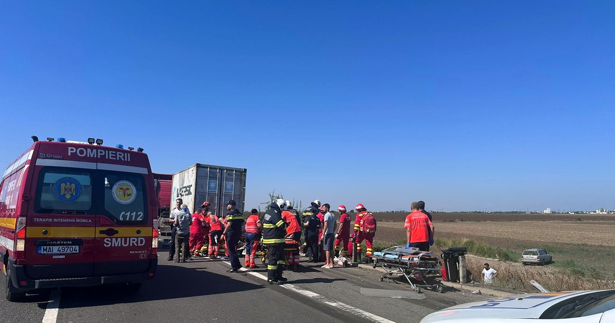 Imagine de la accidentul de pe A4. Foto: ISU Constanța