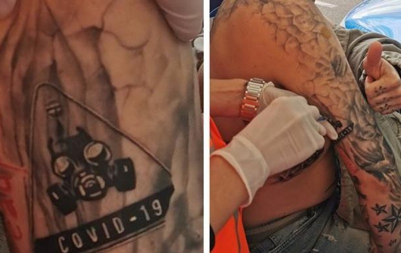 Un orădean și-a tatuat pe brațul drept COVID-19. În același loc a făcut apoi vaccinul