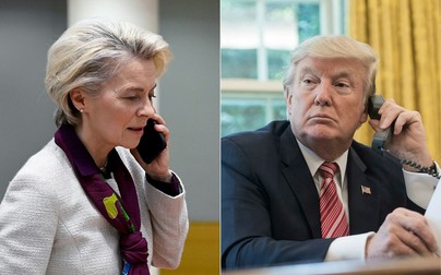 Colaj menit să redea o discuție telefonică între Ursula von der Leyen (stânga) și Donald Trump (dreapta) Foto: Profimedia