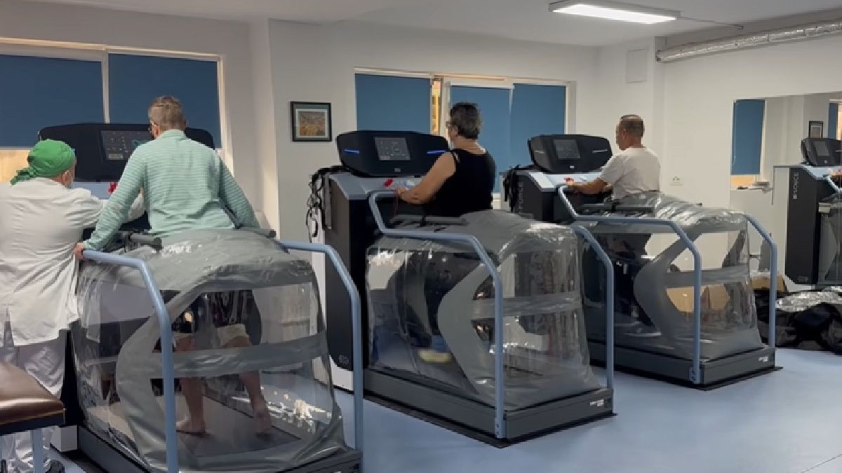 Pacienți mergând pe bandă, Spitaul de Urgență din Timișoara, februarie 2025